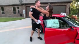 Texas man has emotional reaction to wife surprising him with brand-new Chevrolet Corvette