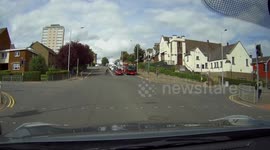 Young cyclist narrowly avoids being knocked down