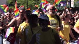 Toronto pride parade in downtown Toronto draws massive crowds of people and the weather was just perfect for the annual event