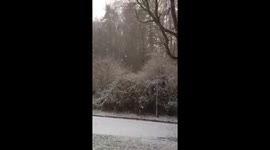 Step road with a coat of snow
