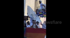 Adorable pet poodle steals the show at LGBT Pride march in Canada