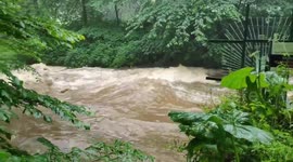 Raging river flows through Edinburgh following heavy downpours