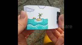 Cheetah running from island hand drawn flipbook