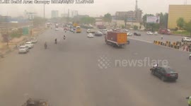 Toll plaza worker dragged by car on bonnet in Northern India.