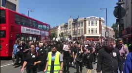 Demonstrators protesting knife crime in London join victim's funeral procession