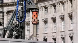 Construction workers drills CRANE at Admiralty Arch