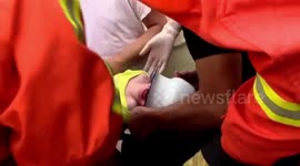 Chinese toddler gets head stuck in spittoon, rescued by firemen