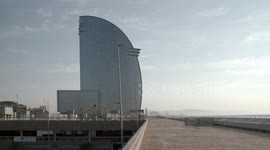 The W hotel in Barcelona at sunrise