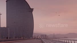 The W hotel in Barcelona at sunrise