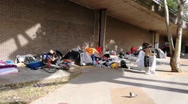 Huge Homeless camp under a pathway of Stratford shopping centre