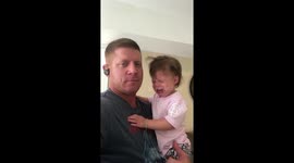 US father has amazing technique to trick daughter into not crying