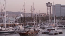 port vela in barcelona in the early morning