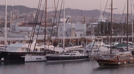 port vela in barcelona in the early morning