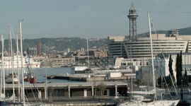 port vela in barcelona in the early morning