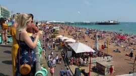 Crowded Beach at Brighton during Heatwave