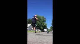 'This is how you send it!' Ace American football kicker shows off amazing trickshot