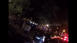 Road rage in Paris for a parking place. Taxi VS VTC Chauffeur