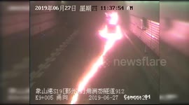 Chinese couple manage to escape minibus engulfed in flames