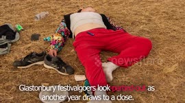 The Glastonbury Festival comes to an end as festival-goers prepare to head home. Glastonbury.