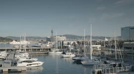 port vela in barcelona in the early morning