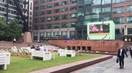 A Lacklustre crowed of People Watch Wimbledon at Broadgate London