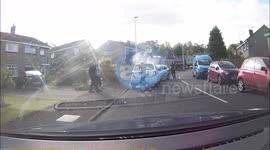 Head-on collision caught on dashcam on Scottish town road