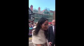 Meghan Markle's accent appears to take on a British twang when greeting UK fans
