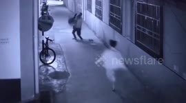 Heroic policeman saves suicidal woman by breaking her fall in China