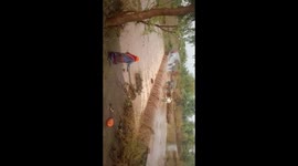 watch - Biker swept away while crossing a flooded road in Kadvali village in Khargone