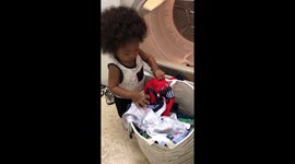 16 Month Old Baby Doing Laundry/Chores