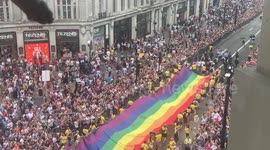 London Pride 2019 gets underway with huge rainbow flag