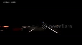 Night View by Car, Camera On Board, of the Highway - Perfect if set at HIGH SPEED PLAY in video footages