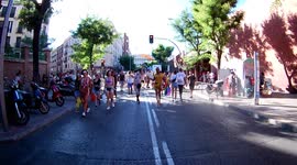 Gay pride celebrations in the streets of Madrid, Spain