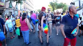 Gay pride celebrations in the streets of Madrid, Spain