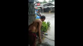 boy in the rain