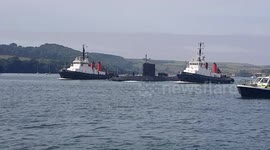 HMS Talent is the Trafalgar-class nuclear submarine leaving plymouth devonport navy base today