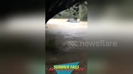 Pick-up truck fails to avoid torrential Washington DC-area flooding and gets totally submerged