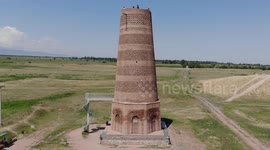 Drone Video of Burana Tower, Bishkek, Kyrgyzstan, Central Asia.