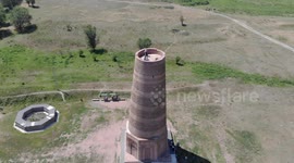 Drone Video of Burana Tower, Bishkek, Tokmok, Kyrgyzstan, Central Asia.