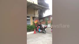 Flames rip through furniture factory in Bangkok