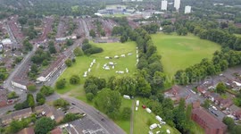 Travellers set up next to Edgbaston ahead of England's Cricket World Cup semifinal against Australia