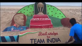Tribute in sand for Virat Kohli as India take on New Zealand in Cricket World Cup semi-final