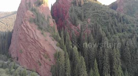 Drone Video of Broken Heart Rock, Karakol, Issyk Kul Lake, Kyrgyzstan