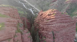 Drone Video of Broken Heart Rock, Karakol, Issyk Kul Lake, Kyrgyzstan