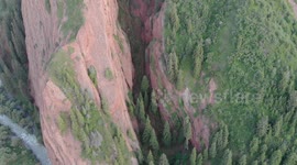 Drone Video of Broken Heart Rock, Karakol, Issyk Kul Lake, Kyrgyzstan