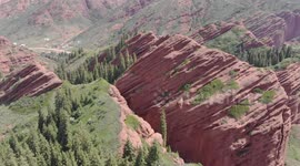 Drone Video of Seven Bulls Rock Formation, Karakol, Kyrgyzstan.