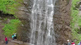 Drone Video Jeti-Oquz Canyon - Waterfalls (Seven Bulls Rocks), Karakol, Kyrgyzstan.