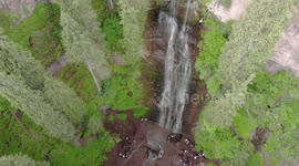 Drone Video Jeti-Oquz Canyon - Waterfalls (Seven Bulls Rocks), Karakol, Kyrgyzstan.