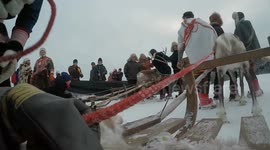 This race in Sweden sees competitors lie down on sleighs dragged by reindeer
