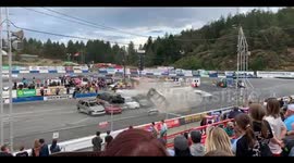 Stunt driver crashes into high stack of cars in British Columbia